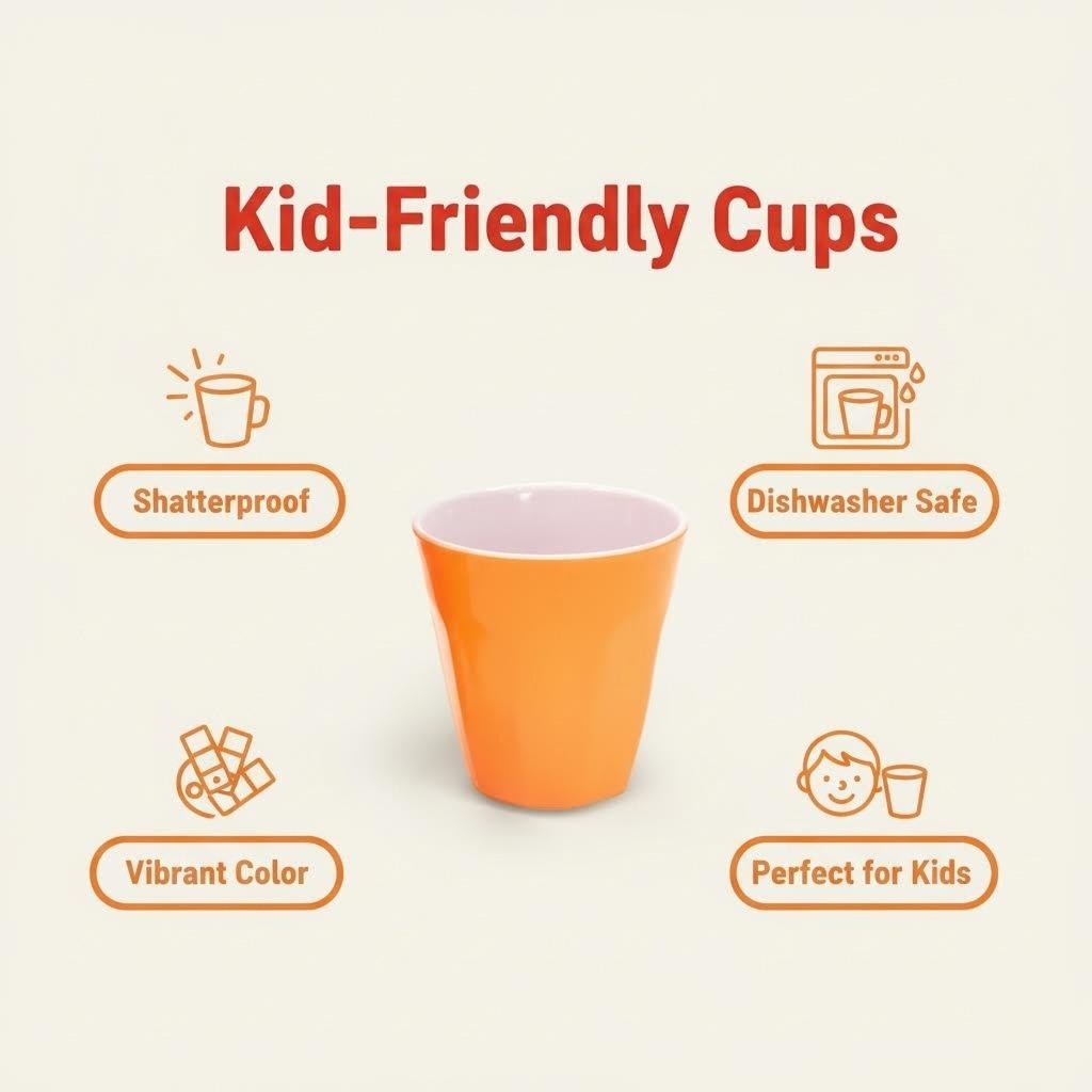 300ML Melamine Cups, Set of 6 in Purple Shatter-Proof Dishwasher Safe, BPA Free