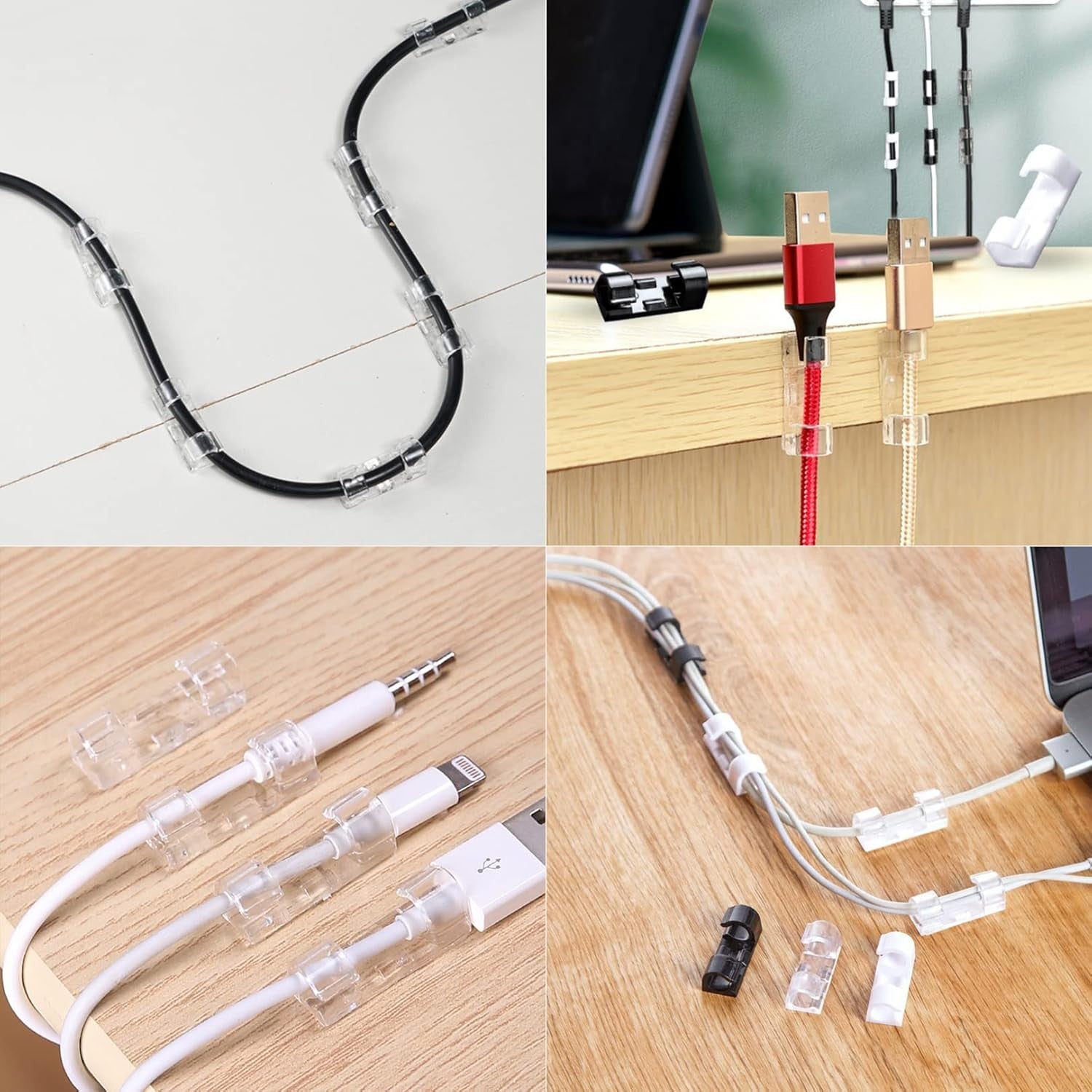 20PCS Self-Adhesive Cable Clips Holder Cord Wire Line Management Organizer