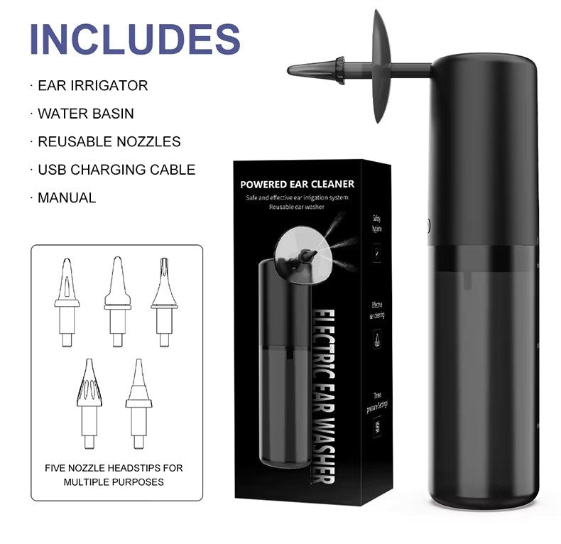 New 2nd Gen Water Powered Ear Cleaner 4 Modes 15 Nozzles Rechargeable
