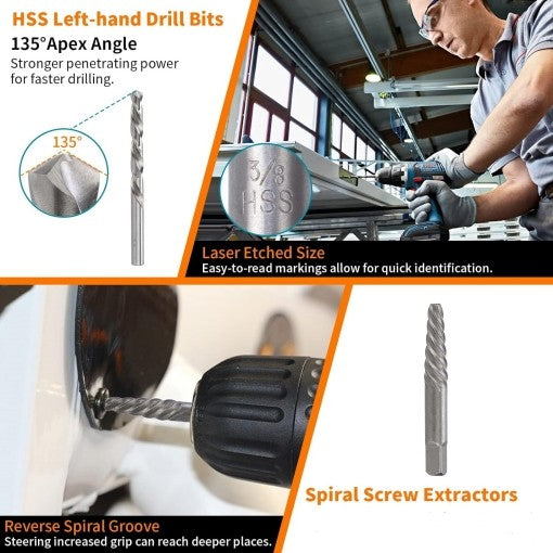 26PCS Easy Out Stripped Screw Remover Socket Set Tool