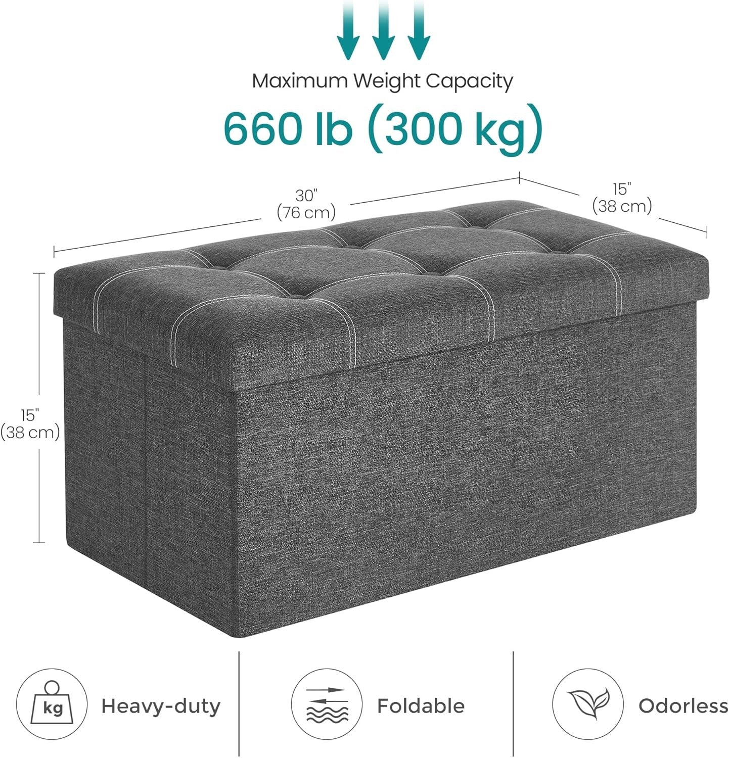 Folding Storage Ottoman Bench