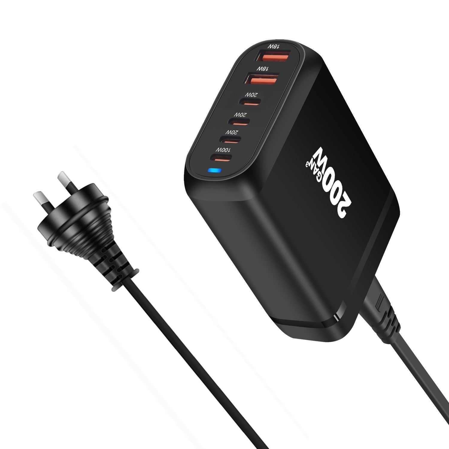 200W USB Type C Charger, 6 Ports Fast Charging Station GaN III PD QC Desktop