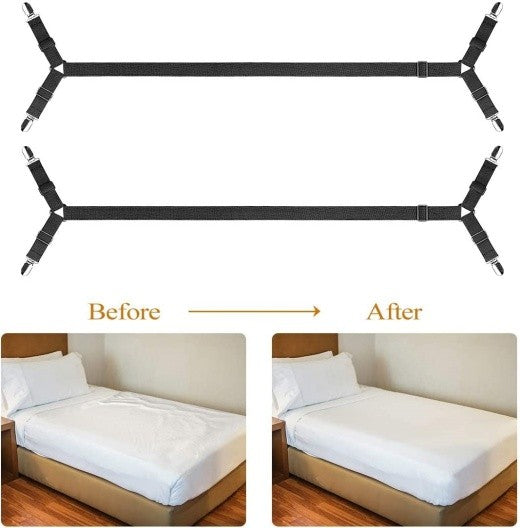 2 Pcs Adjustable Crisscross Bed Sheet Holder Straps Bed Sheet Fasteners