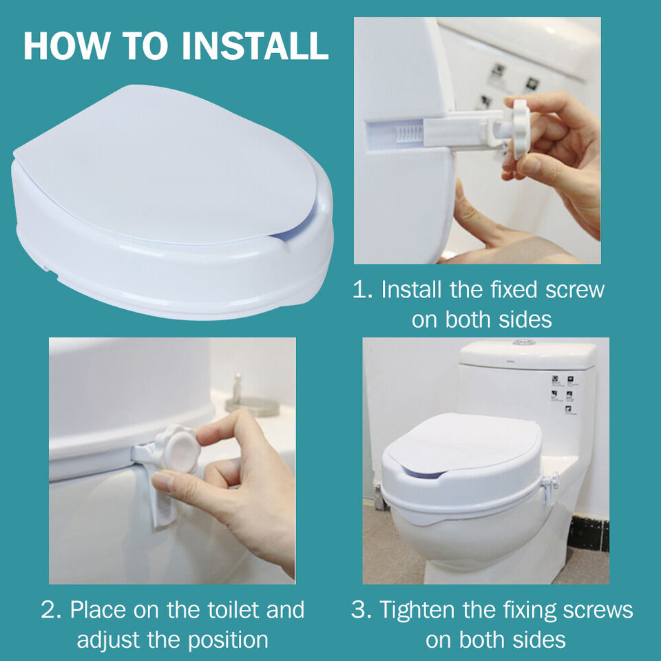 Raised Toilet Seat With Lid 10cm Rise Portable Home Aid Safety Riser