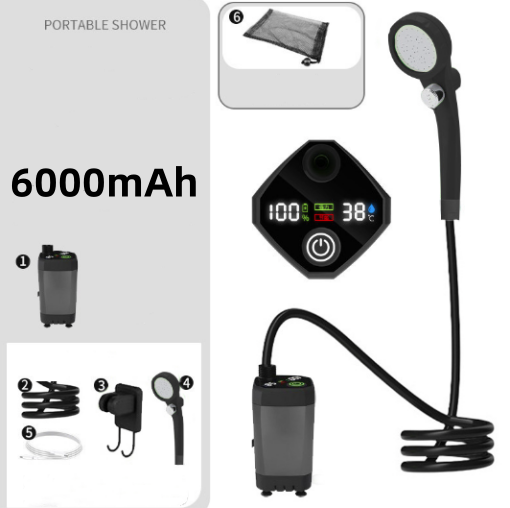 6000mAh Rechargeable Camping Shower with Shower Head