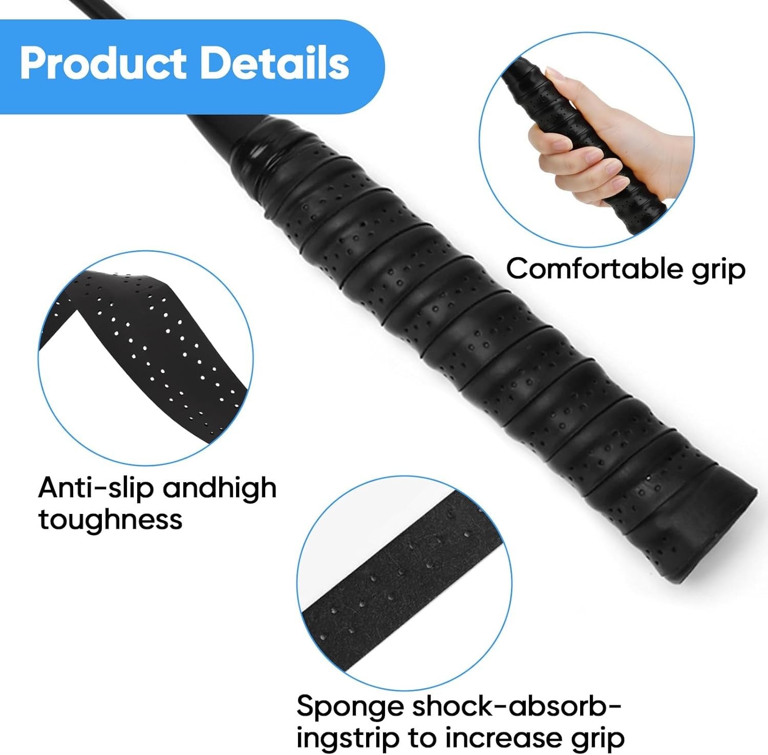 6Pcs Anti-Slip Badminton Grips Tennis Squash Racquet Over Grip Tape Sweatband