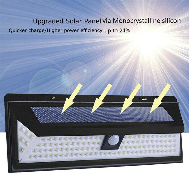 118 LED Solar Power PIR Motion Sensor Wall Light Outdoor Garden Lamp Waterproof