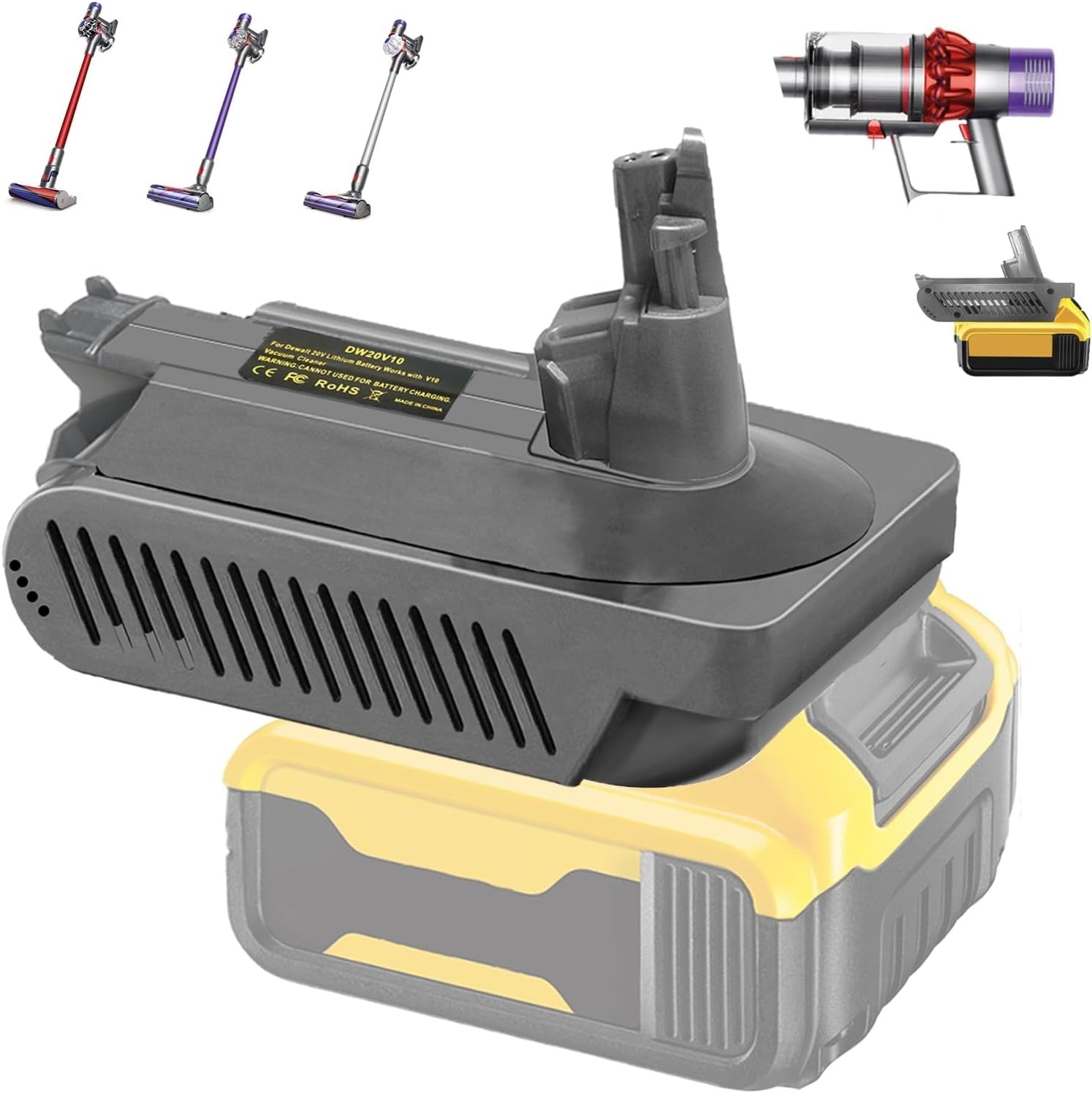 V10 Adapter for Dewalt 18V 20V Converter to for Dyson V10 SV12 Battery