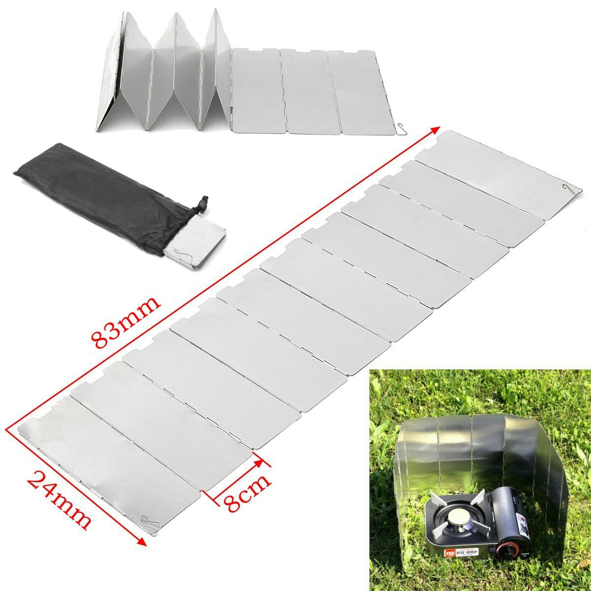 10 plates Fold Camping Cooker BBQ Gas Stove Wind Shield Screen Foldable Outdoor