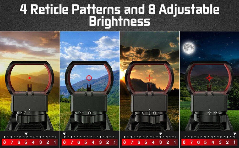 Tactical Red Dot Sight Holographic Reflex Scope for Hunting Rifle 20mm Rail