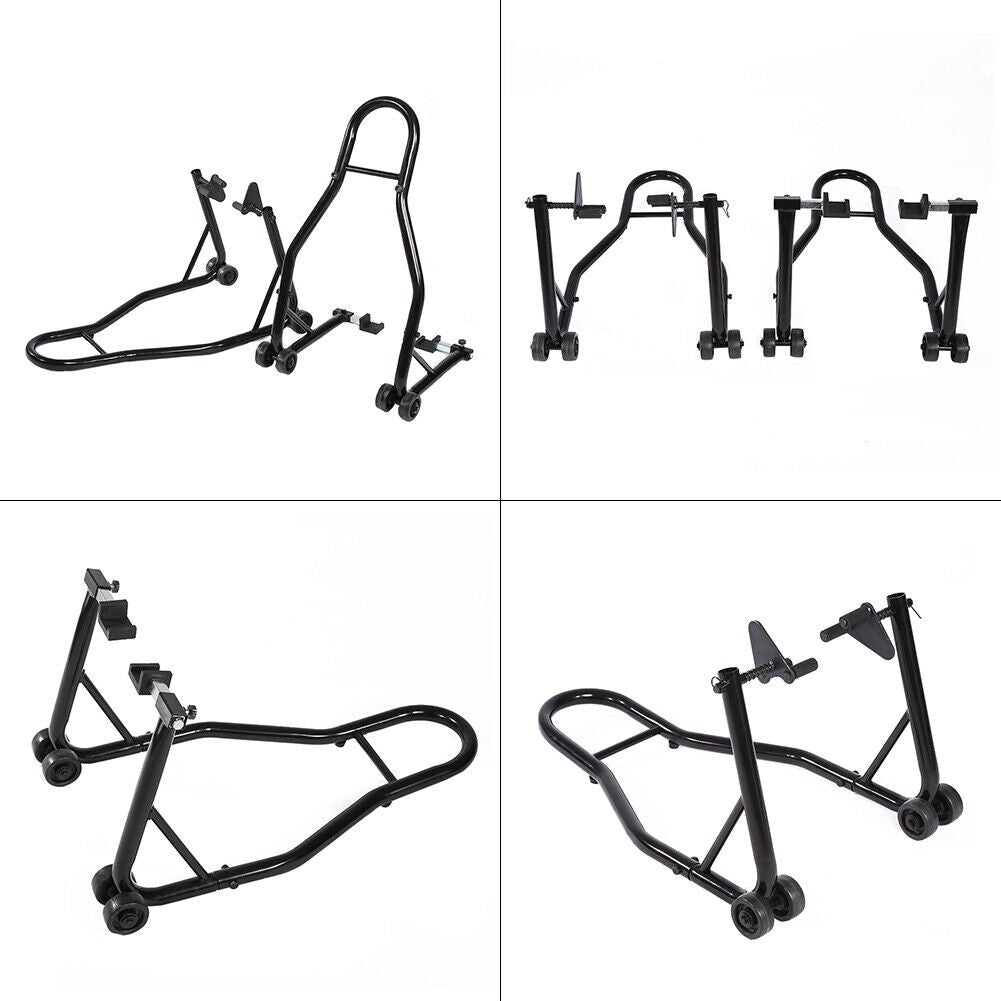 2PCS Heavy Duty Motorcycle Front & Rear Stand Lift Spoolift Paddock Swingarm Arm