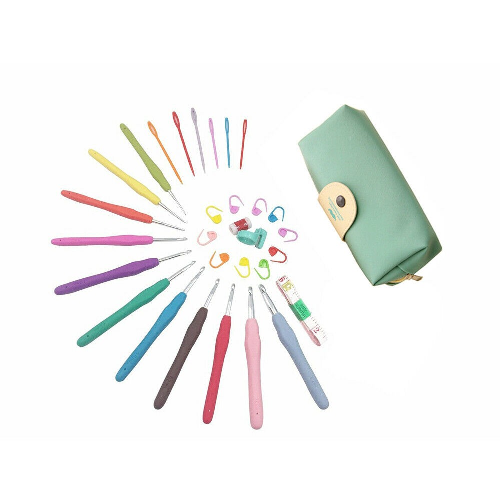 30Pcs Grip With handle Bag Needles Knitting Sets Soft Crochet Sewing Tools Hooks