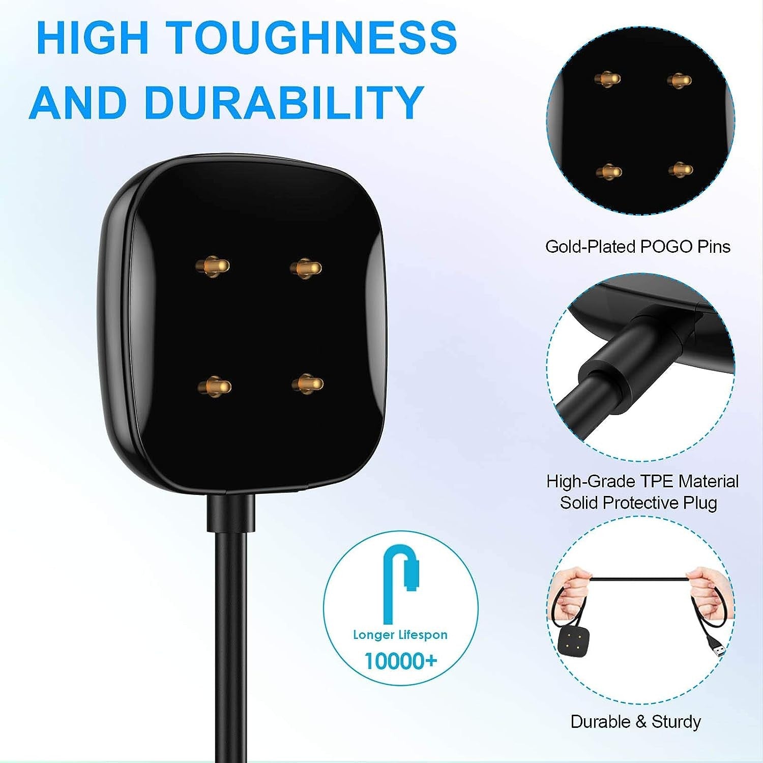 Fitbit Versa 3 / Versa 4 / Sense / Sense 2 Charger Cable 30cm