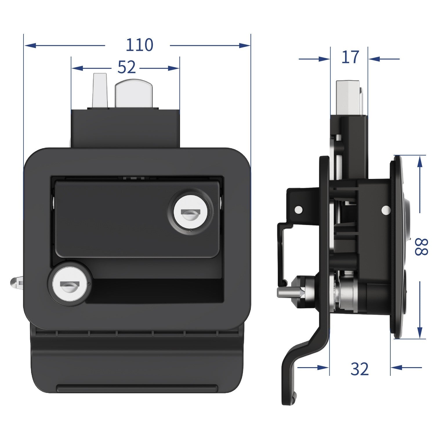 RV Entry Door Lock Handle Knob Deadbolt Camper Travel Trailer Latch Key