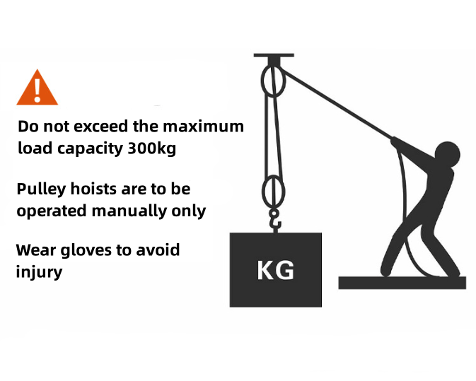 4-Wheel Rope Pulley Hoist Heavy Duty Labor Saving Block and Tackle 20m