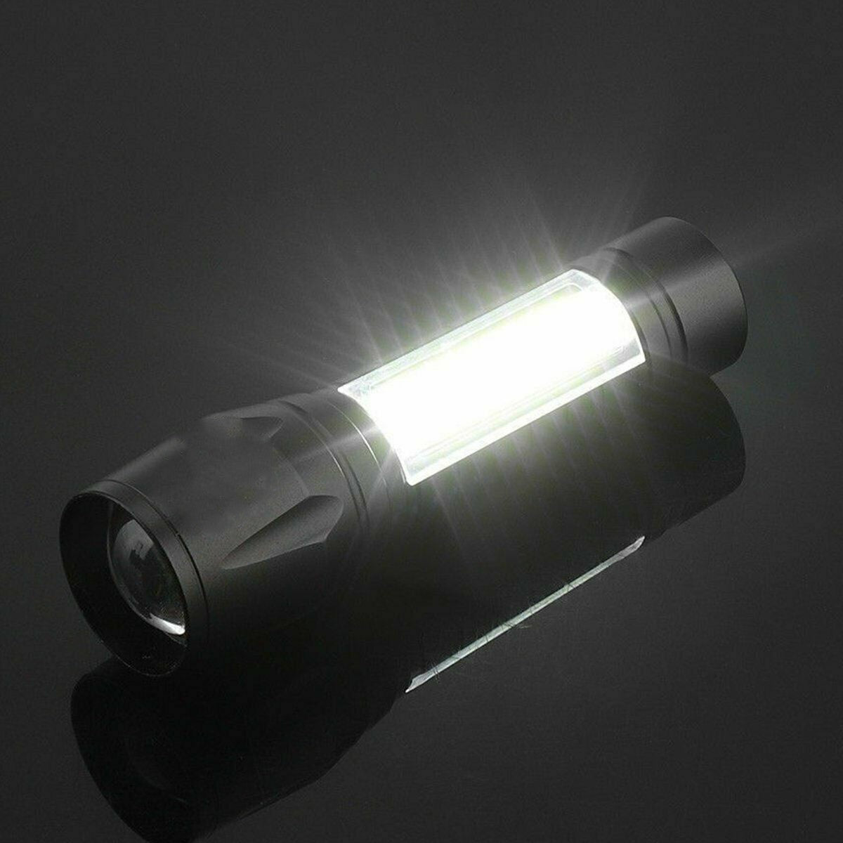 1000LM COB LED Flashlight Zoom USB Rechargeable Camping Small Torch Lamp