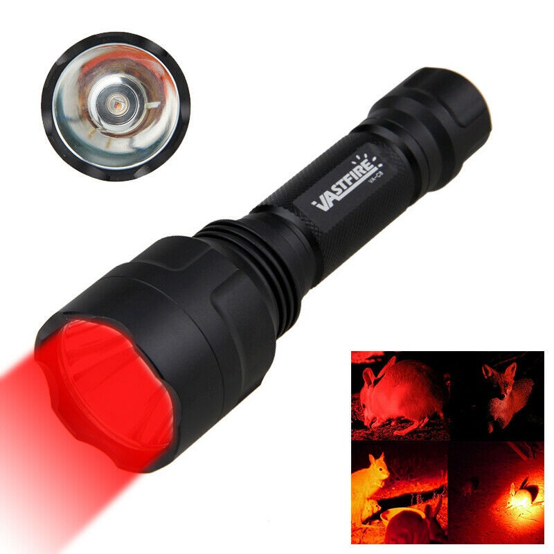 Tactical Red Flashlight Hunting Torch Light Camping Lamp Scope Gun Mount