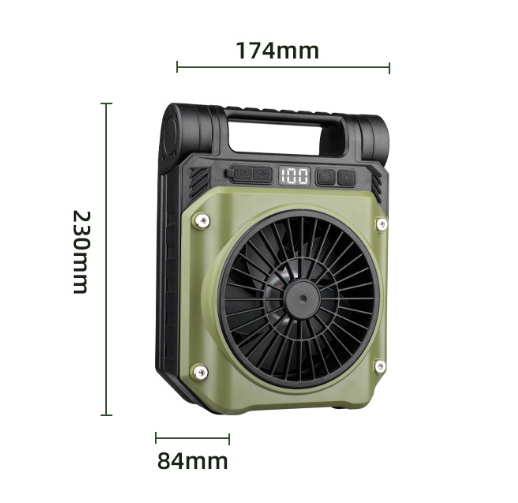 Solar Camping Fan with LED Light Portable Folding Outdoor Tent Fan Dual Panel