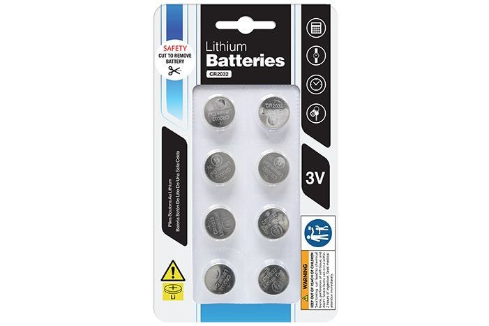 CR2032 Lithium Coin Cell Batteries 8 Pack 3V Button Battery