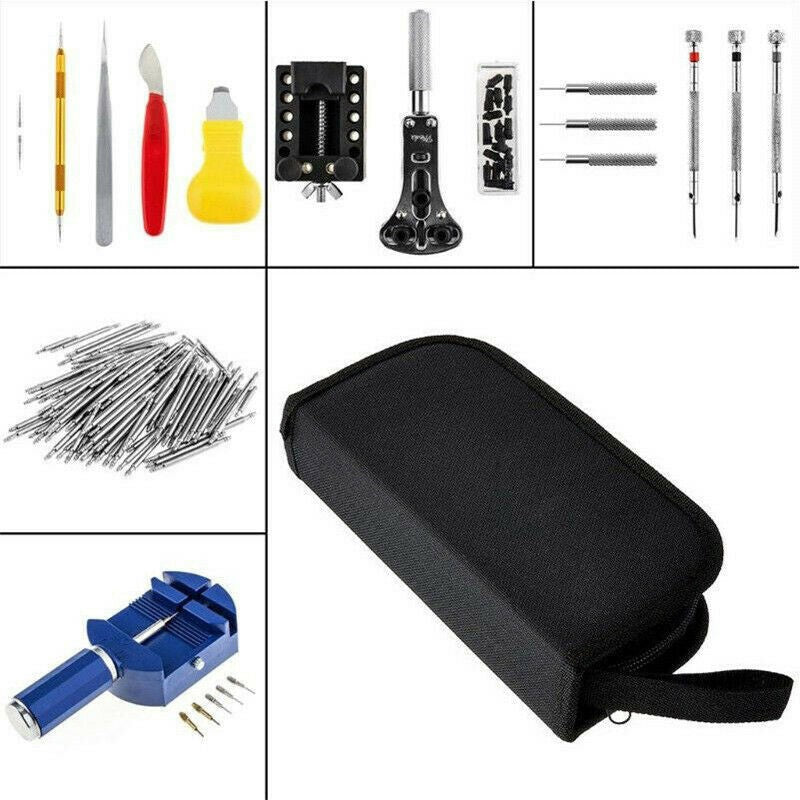 147Pcs Watch Repair Tool Kit Watchmaker Back Case Opener Link Spring Bar Remover