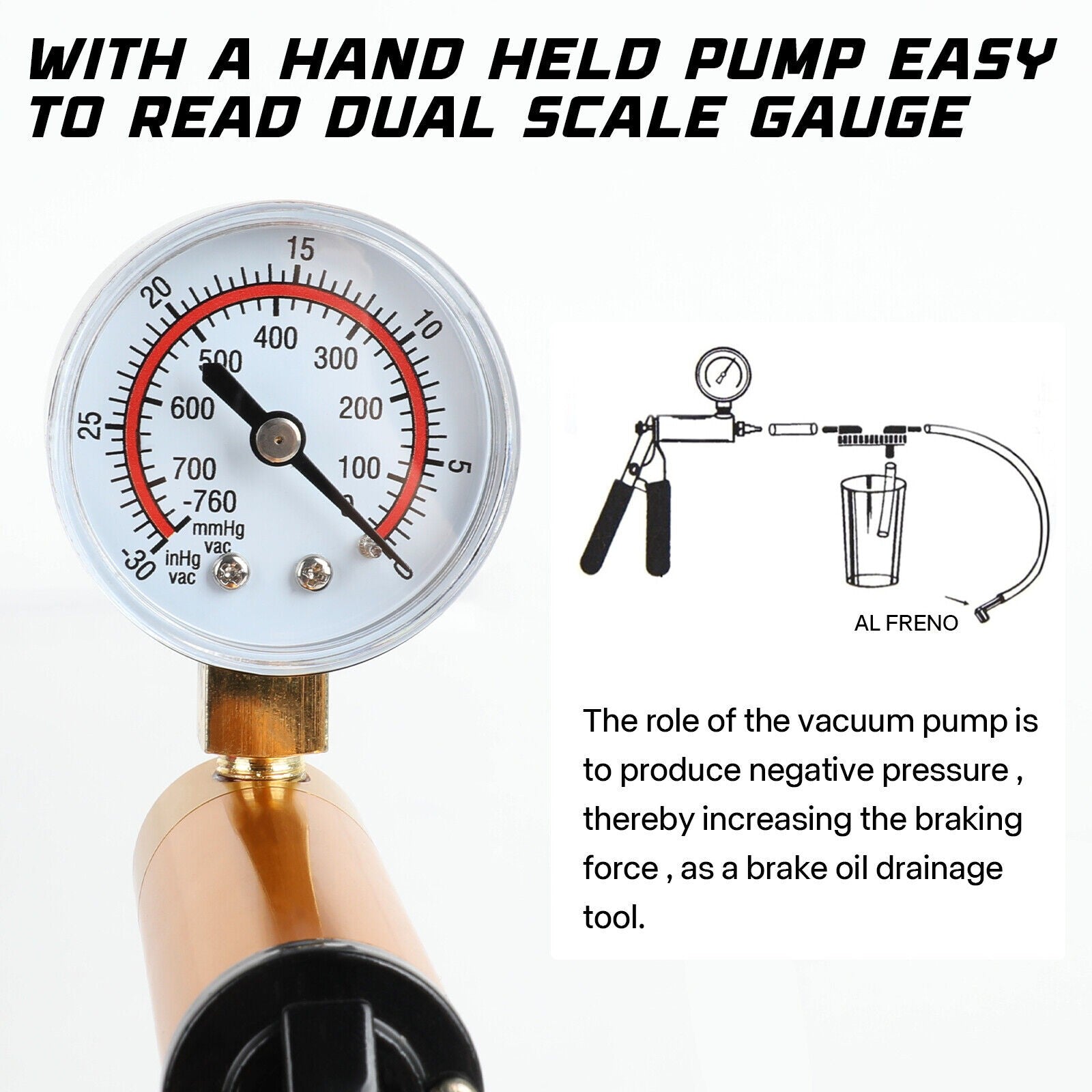 Brake Vacuum Motorbike Pump Hand Bleeding Bleeder Tester