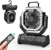 Camping Fan 20000mAh Battery Powered Fan Rechargeable with LED Lantern Portable