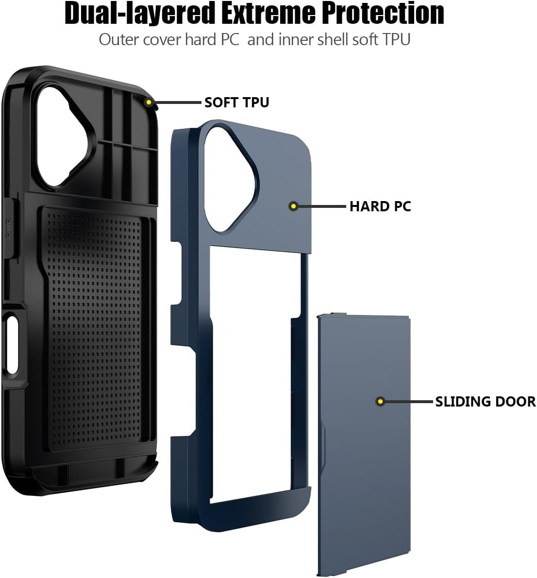 Shockproof Card Slots Back Holder Rugged Case Cover For iPhone 17