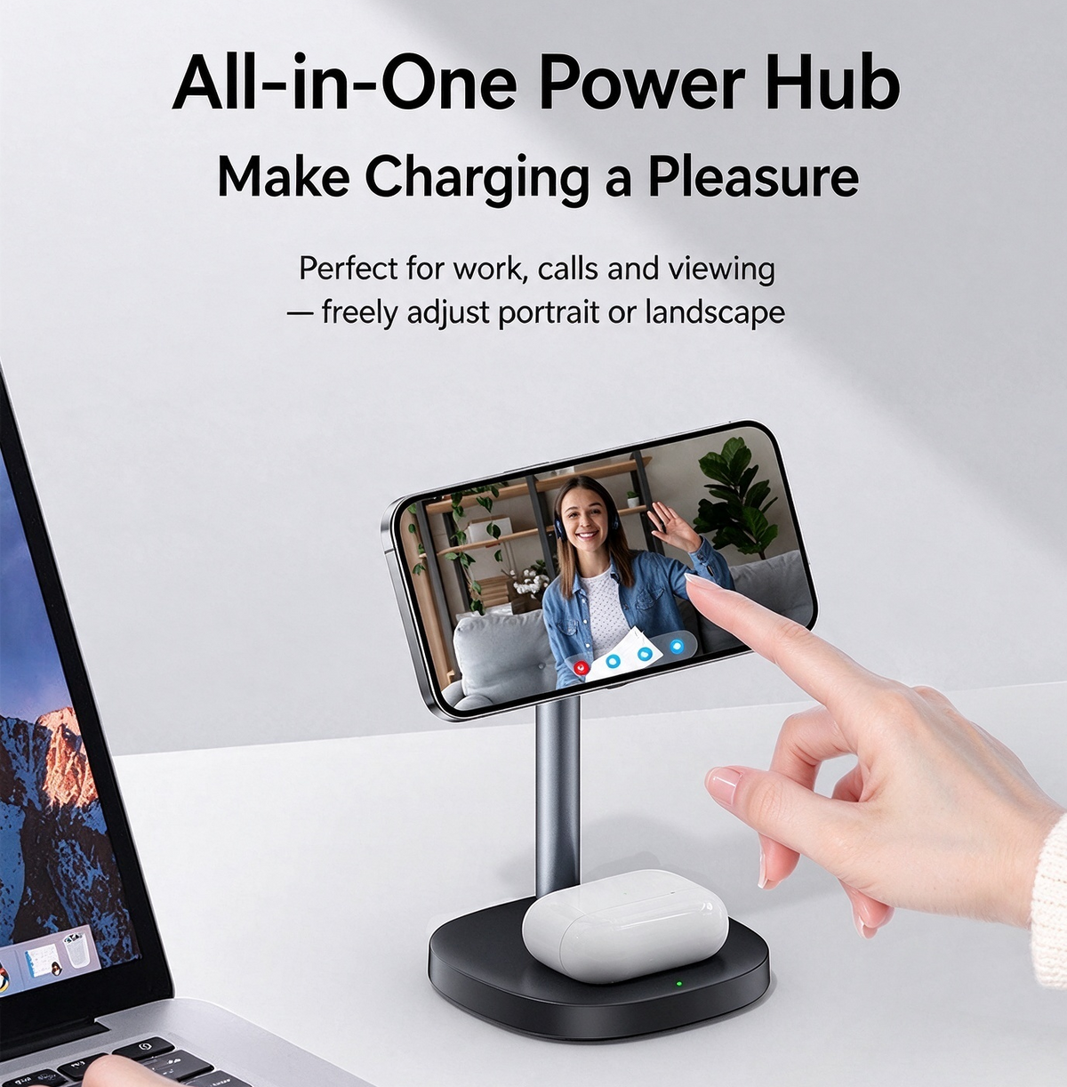 Magnetic Wireless Fast Charging Station 15W for iPhone, Apple Watch and AirPods