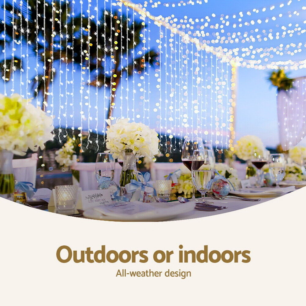 6X3M Christmas Curtain Fairy Lights String 600LED Party Wedding