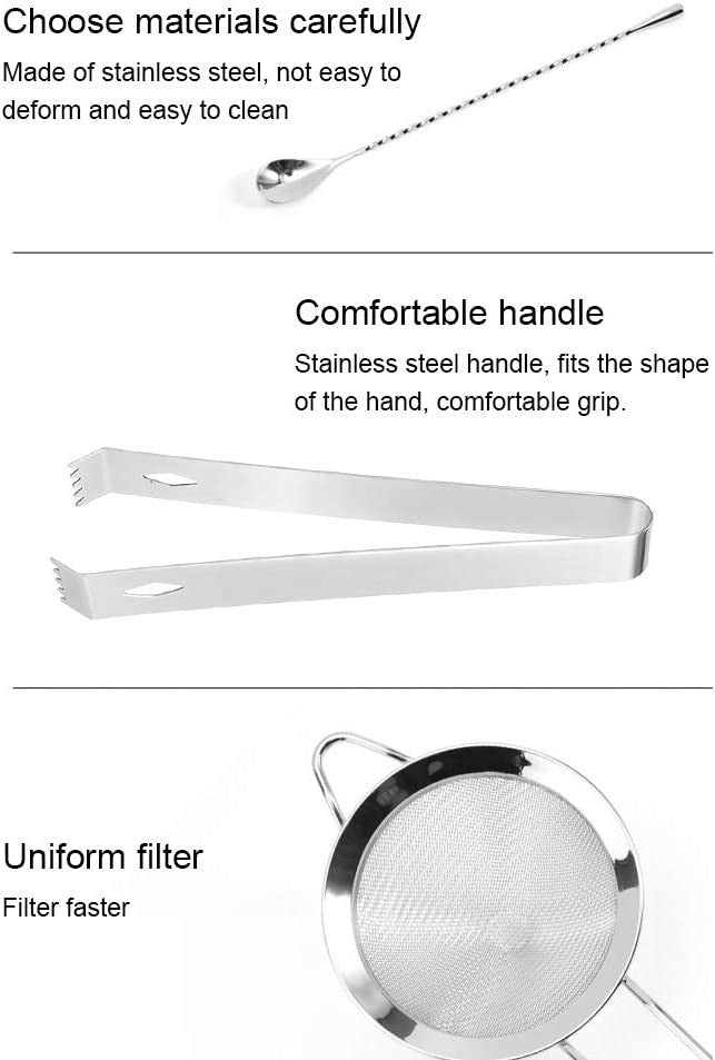 11PCS Bartender Kit Boston Cocktail Shaker Bar Set Maker Mixer