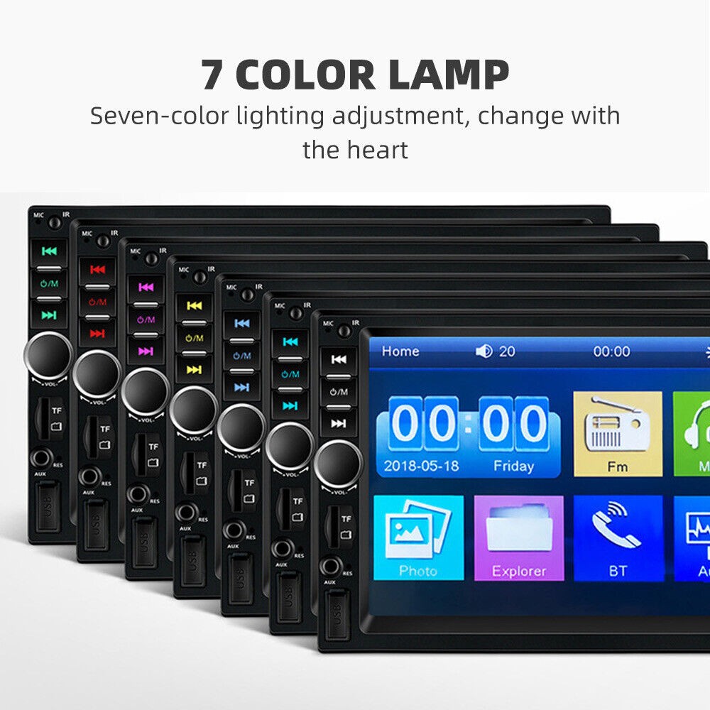 7" Double 2 DIN Bluetooth Head Unit Car Stereo Touch Screen Radio FM/TF/USB/AUX