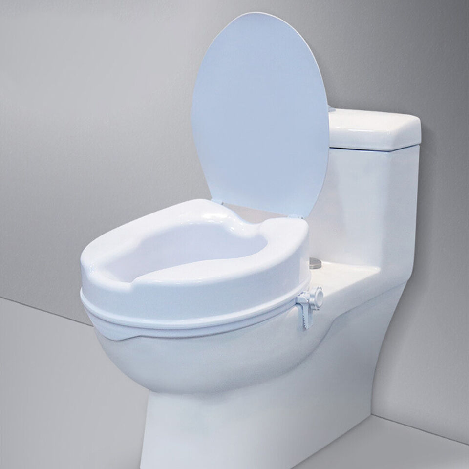 Raised Toilet Seat With Lid 10cm Rise Portable Home Aid Safety Riser