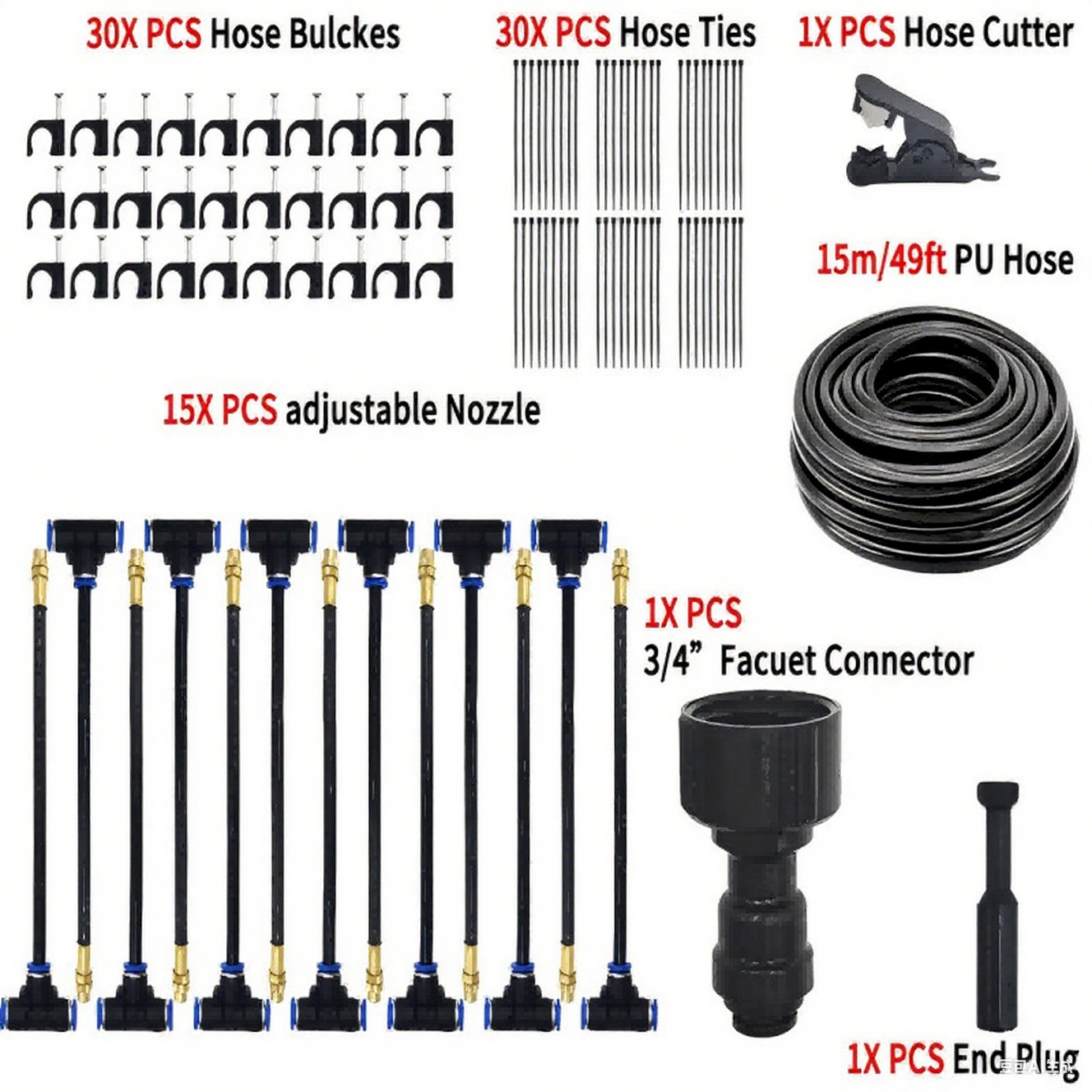 15M Adjustable Watering Irrigation Misting System Kit