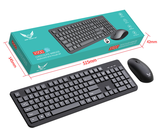 2.4G Wireless Keyboard and Mouse Combo – Slim Chocolate Keycap – Black
