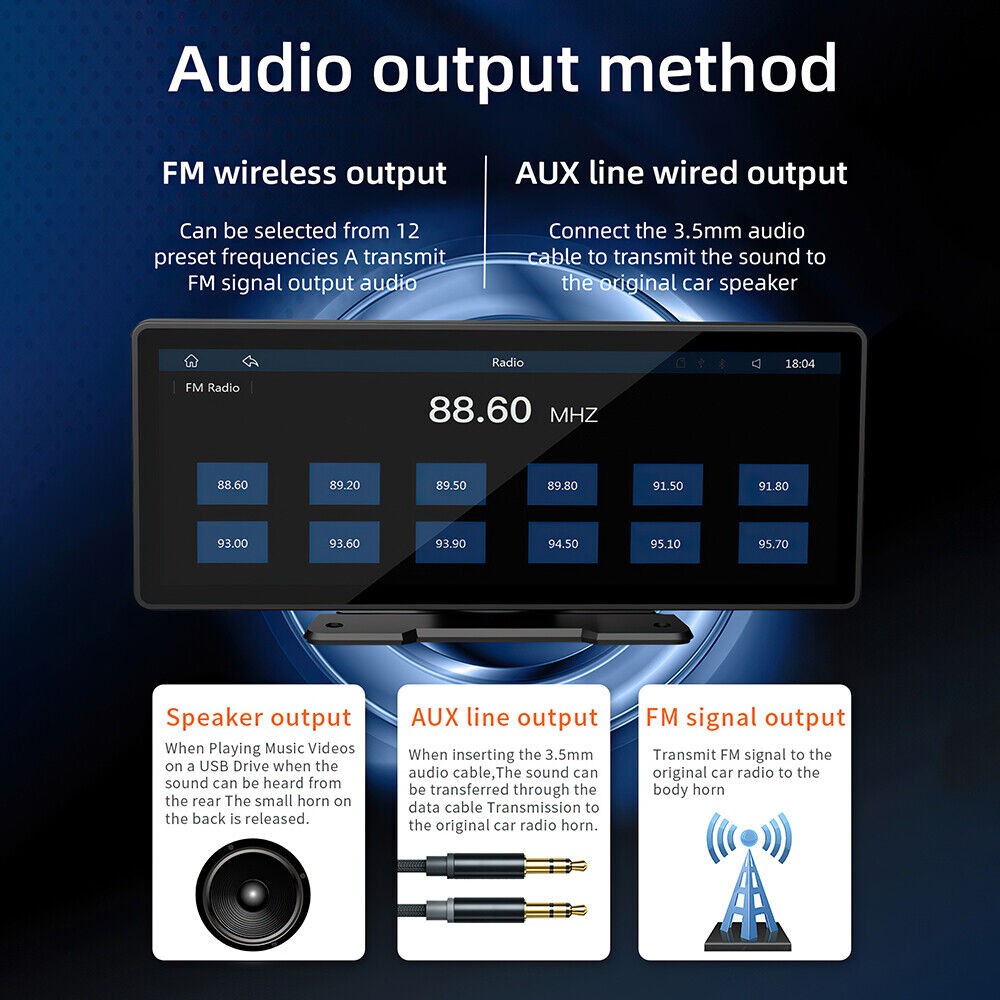 9" Portable Wireless Apple Carplay Android Car Stereo