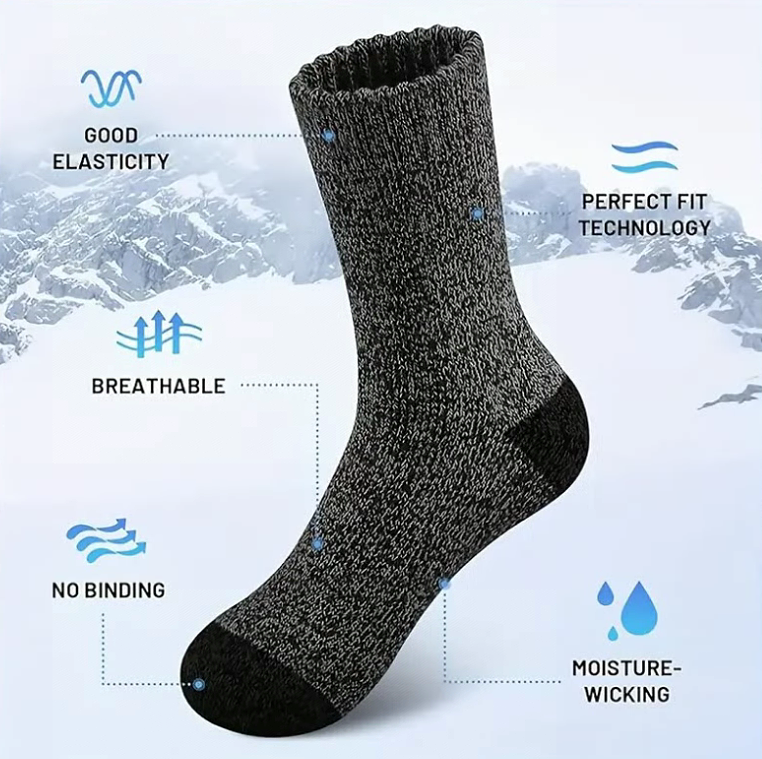 5 Pairs Merino Wool Socks for Men Thick Winter Hiking Warm