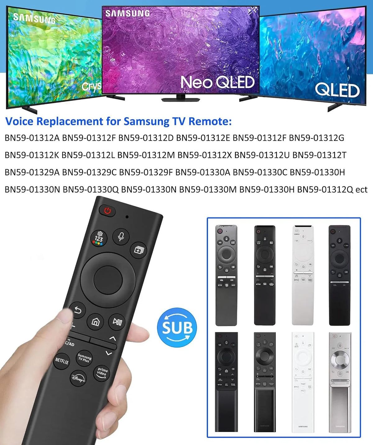 For SamsungTV Remote Control BN59-01385A 01432A 4K UHD Smart for SAMSUNG TV