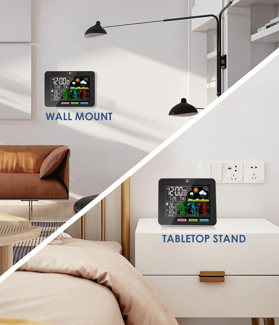 Weather Station Wireless Thermometer with 3 Sensors Temperature Humidity Monitor