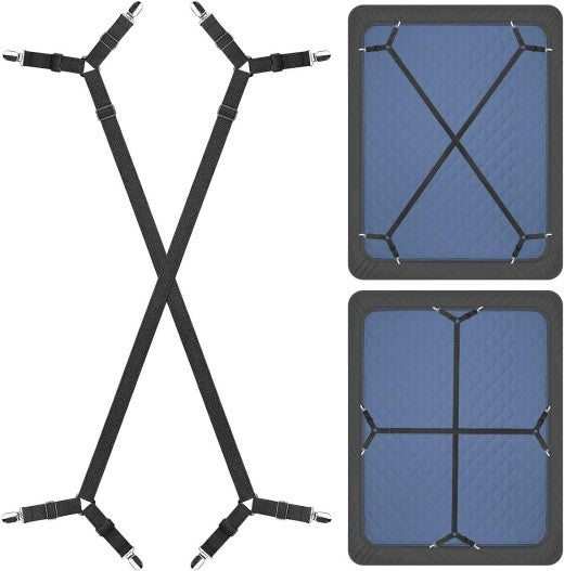 2 Pcs Adjustable Crisscross Bed Sheet Holder Straps Bed Sheet Fasteners