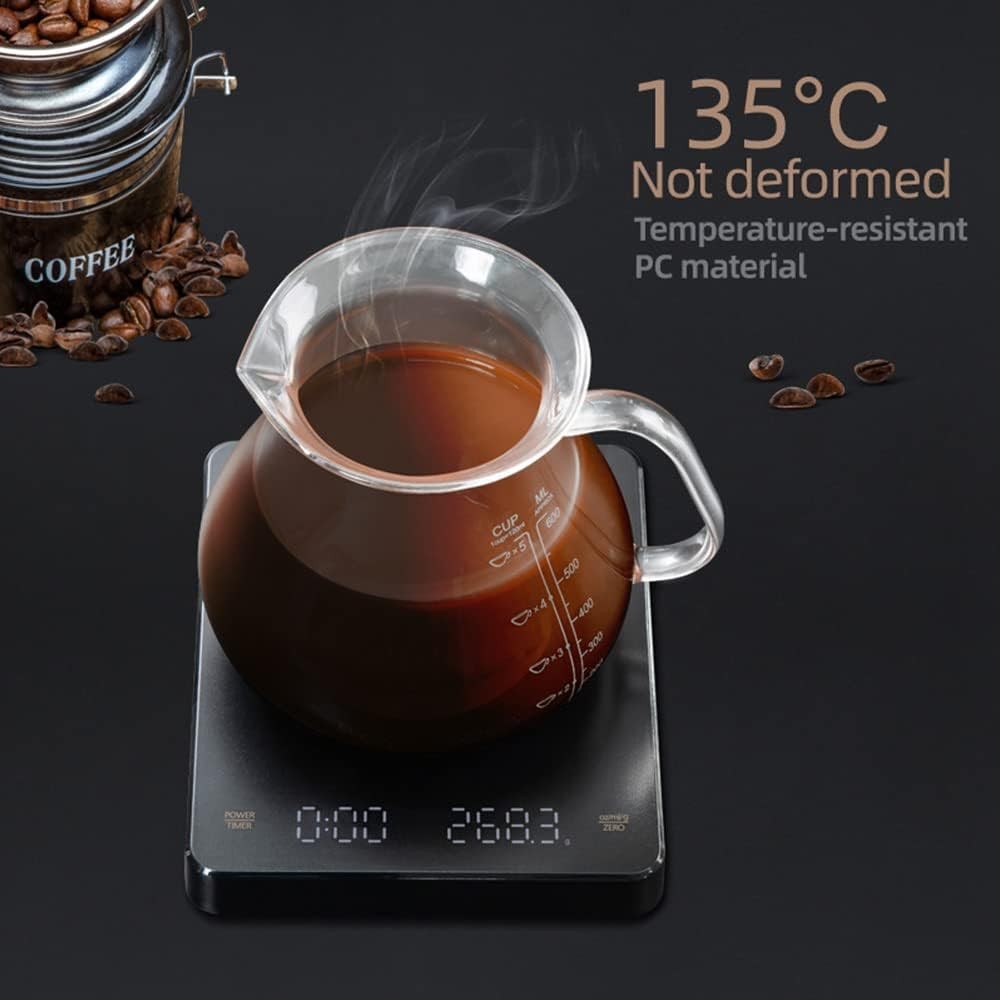 High Precision Digital Coffee Scale Rechargeable LED Display with Timer 3kg