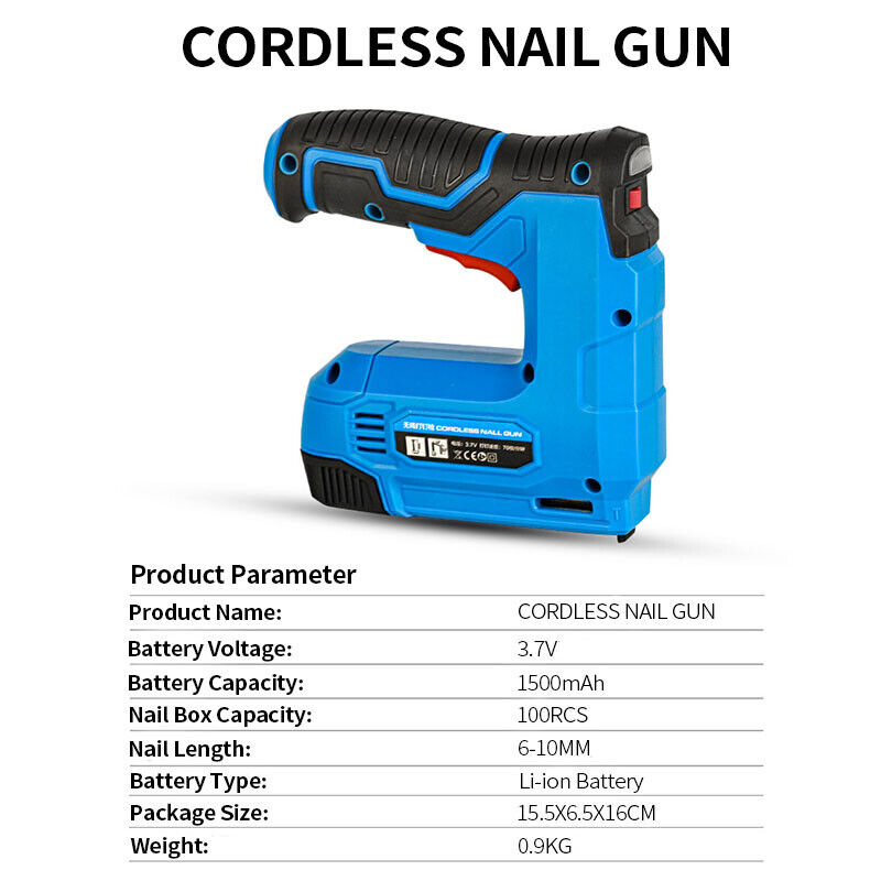2 in 1 Rechargeable Cordless Electric Stapler Tacker Nail Gun Staples Nails
