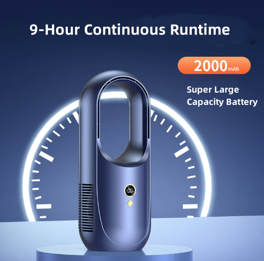 Bladeless Desk Fan Portable, Battery Operated with 6speeds, Quiet Cooling