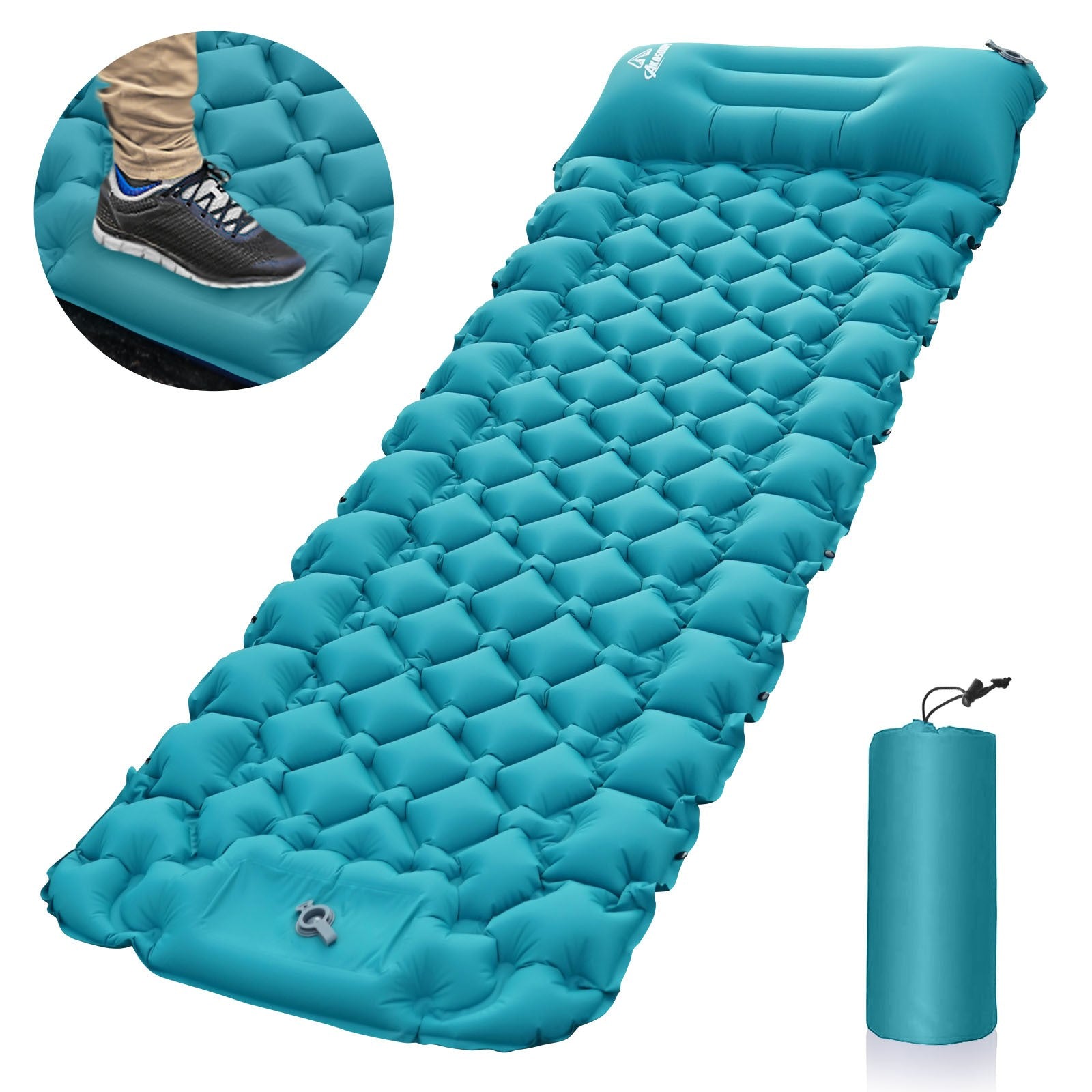 Self Inflating Mattress Camping Air Bed Sleeping Pad Double Pillow Bag