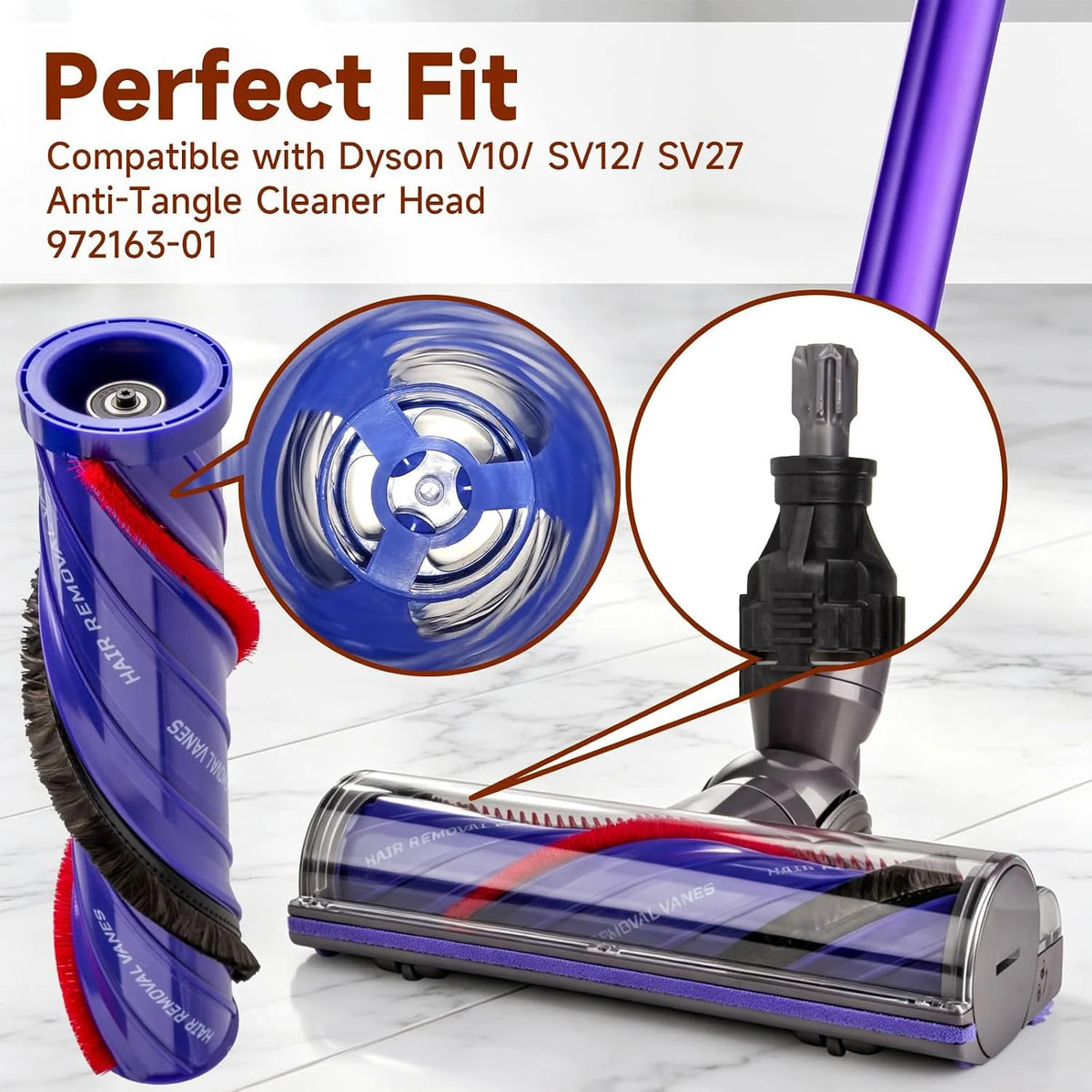 Replacement Anti Tangle Roller Brush For Dyson V10 SV12 SV27 Part Num 968266-02