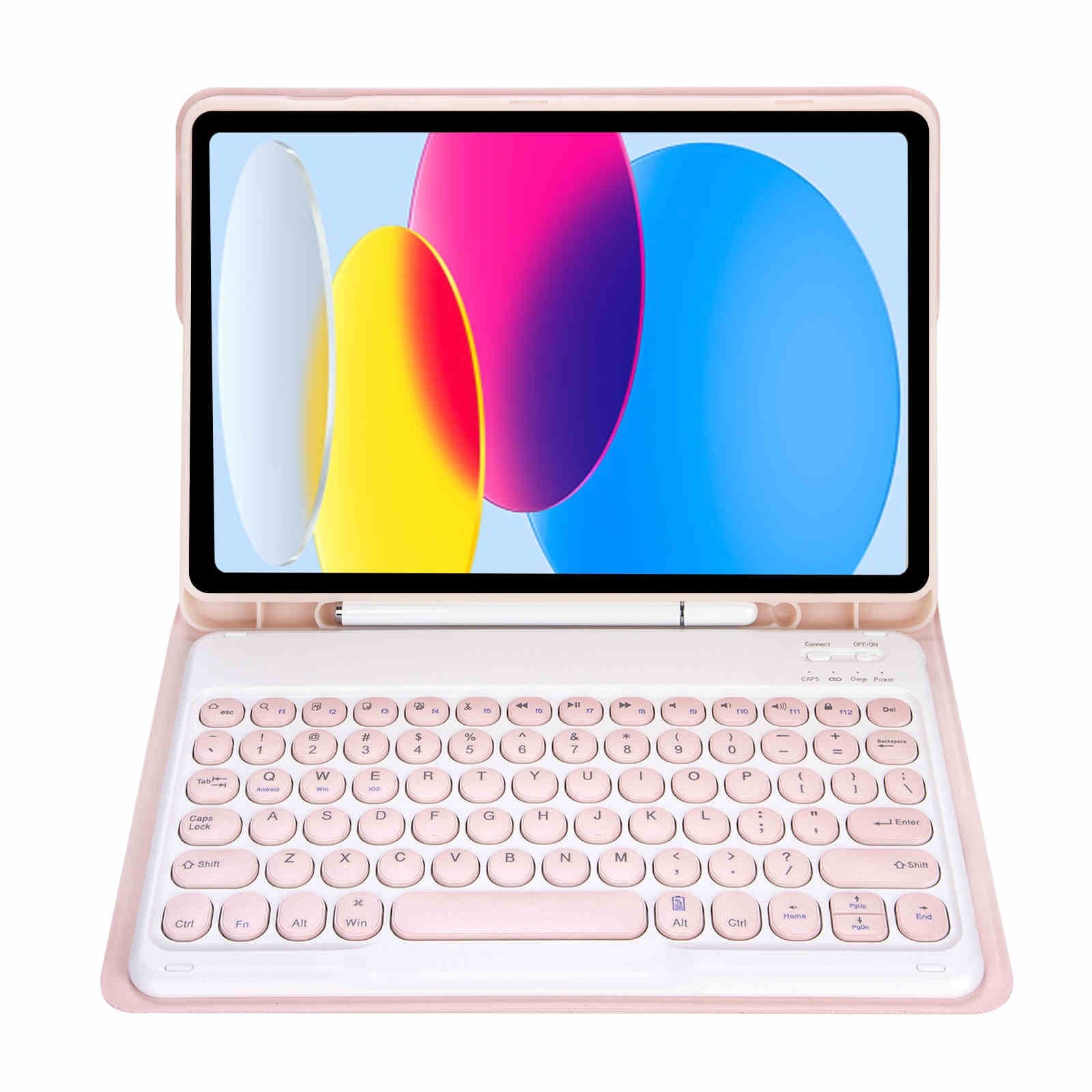 iPad 10Gen 10.9inch 2022, iPad 11th (A16 2025) Bluetooth Keyboard Case - Pink