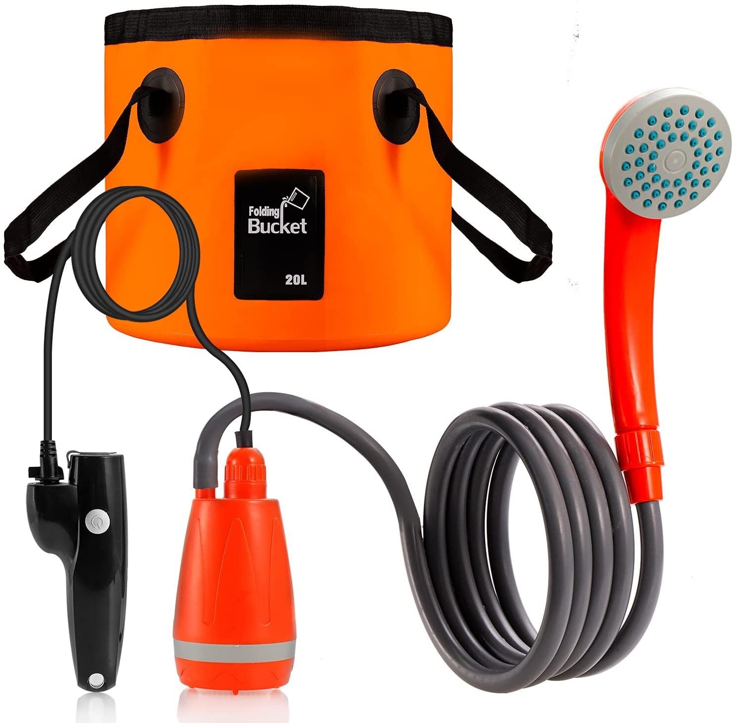 Portable Camping Shower Kit with Folding Bucket