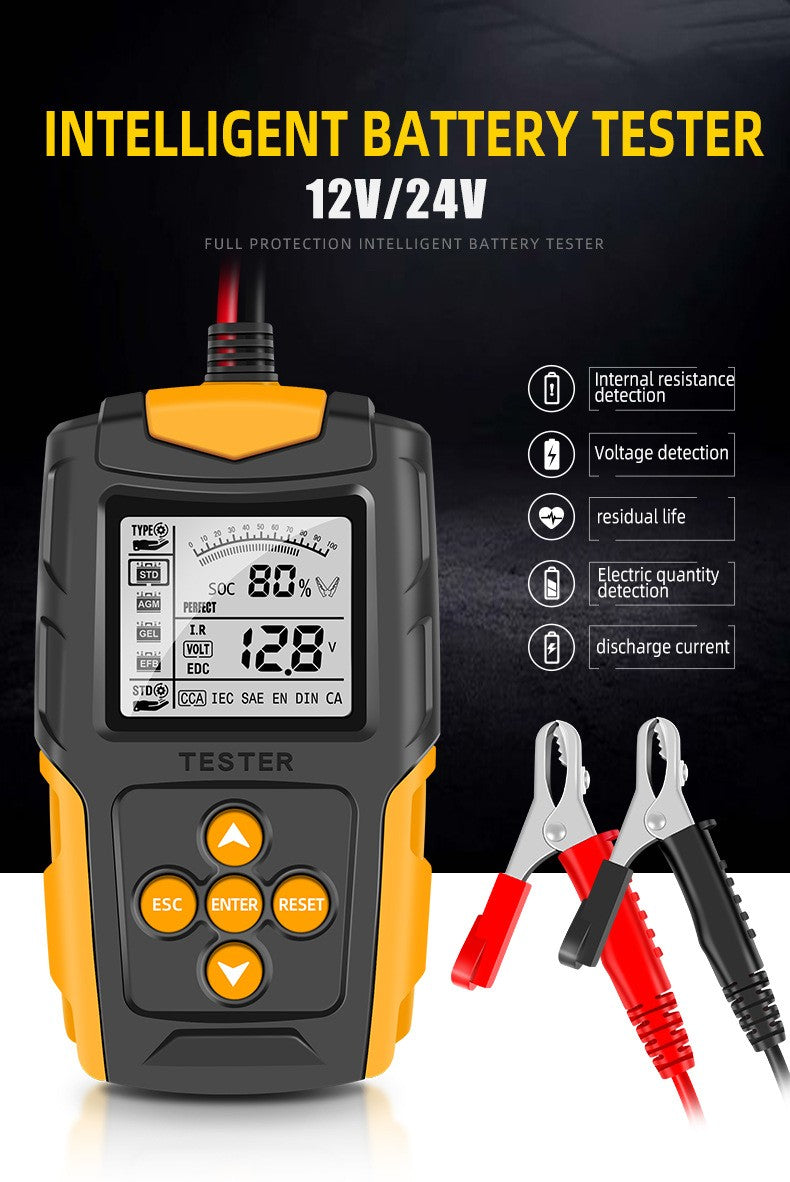 Car Battery Tester 12V 24V Gel AGM WET Battery Analyzer Charging Diagnostic Test