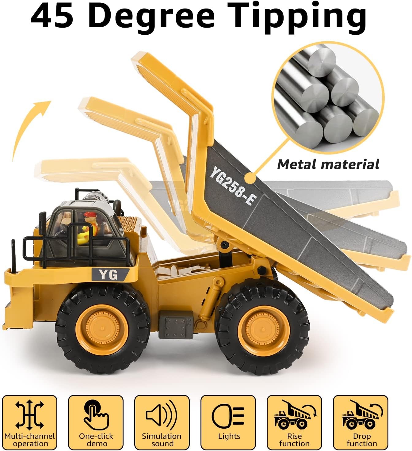 Remote Control Dump Truck Toys 9 Channel 2 Batteries RC Construction