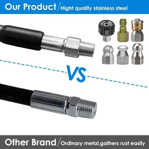 Sewer Jetter Nozzles Kit 30m Drain Cleaning Hose