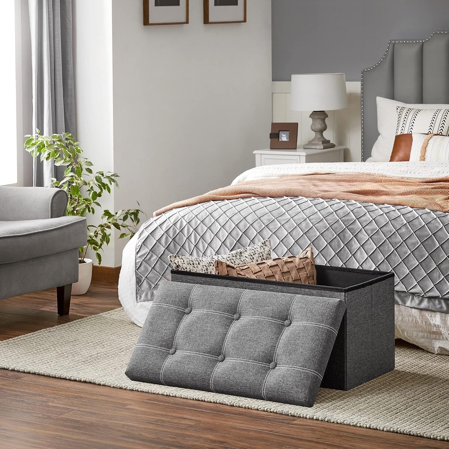 Folding Storage Ottoman Bench